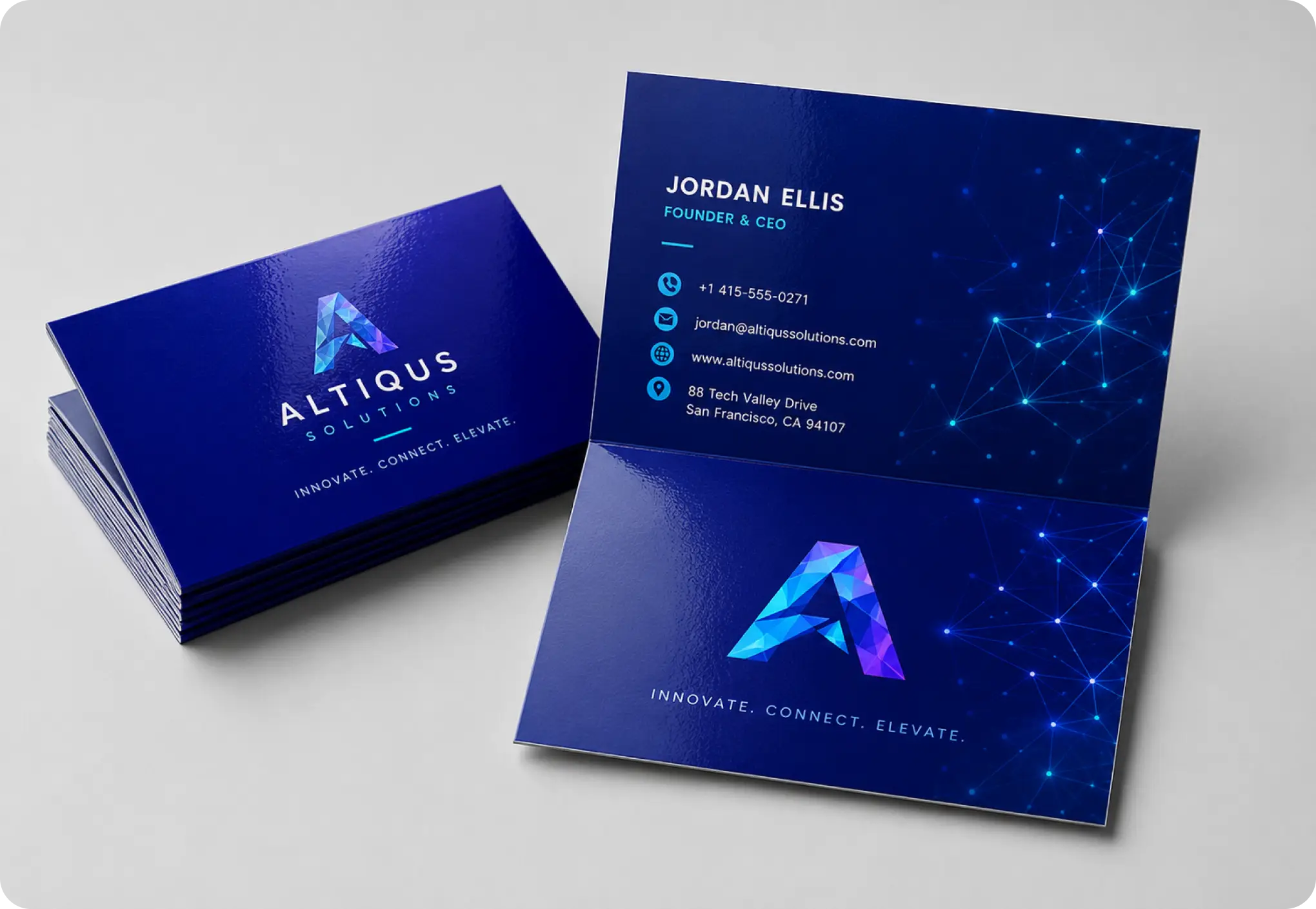 Folded Business Card 14pt + UV (High Gloss)