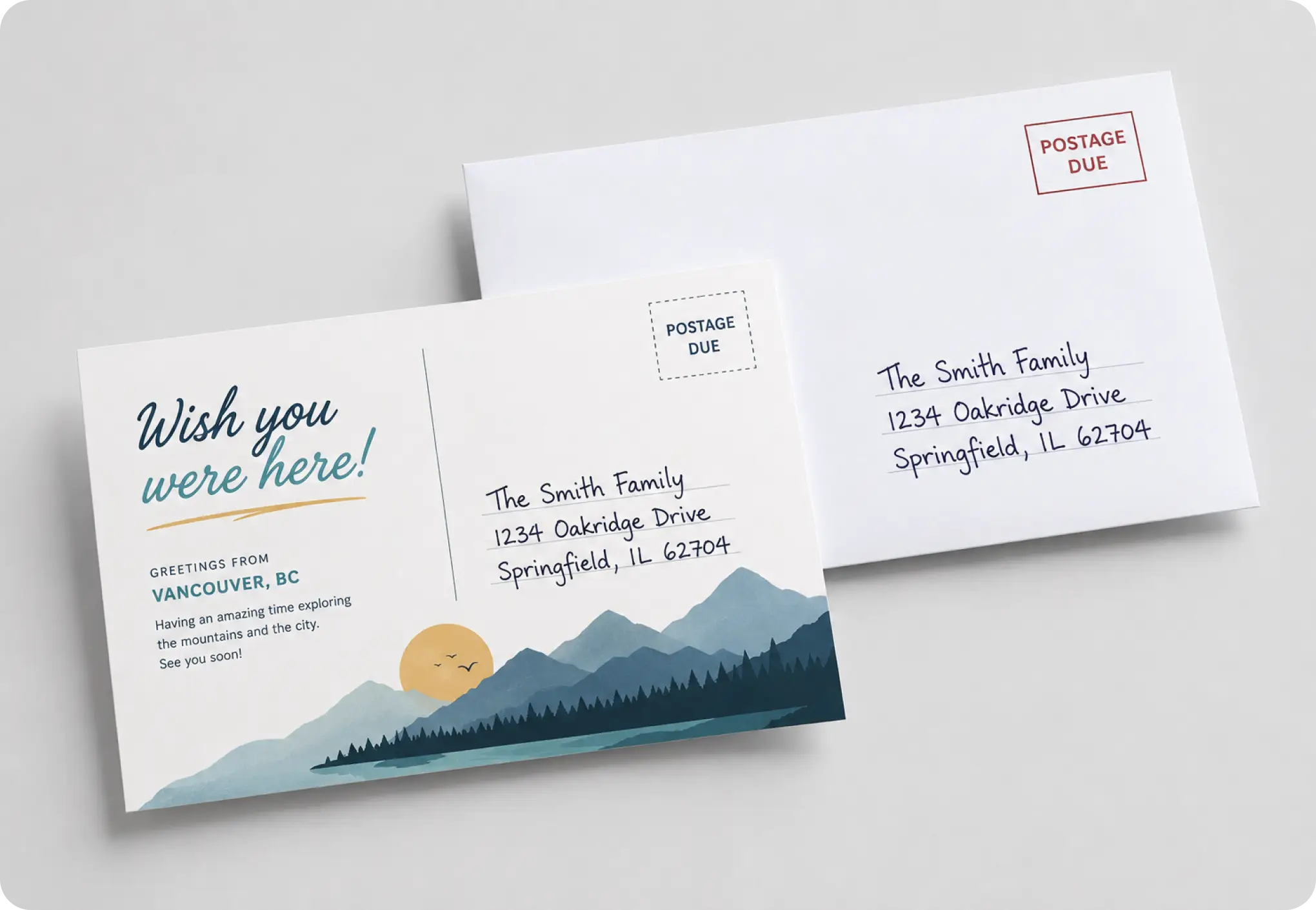 Postcard Enveloped and Addressed-Postage Due